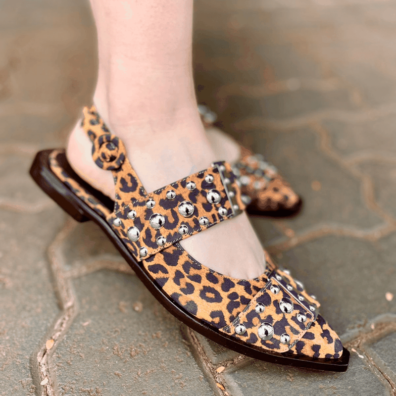 SAPATILHA LUIZA BARCELOS SLINGBACK TACHAS ANIMAL PRINT 1345000612