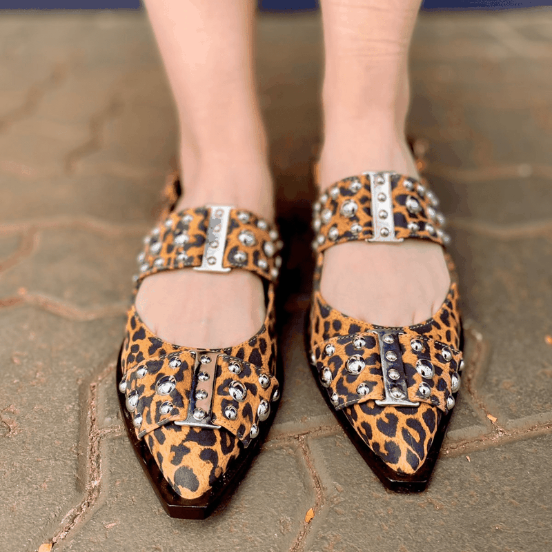 SAPATILHA LUIZA BARCELOS SLINGBACK TACHAS ANIMAL PRINT 1345000612