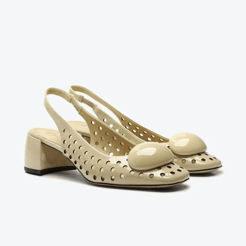 SAPATO VICENZA SLINGBACK VAZADO FORMA SALTO BLOCO BEGE P1155400030002