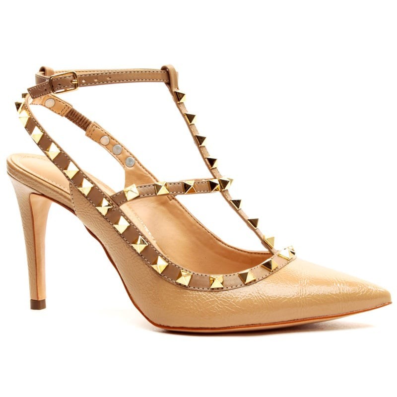 SCARPIN CECCONELLO SLINGBACK SPIKES COURO AMENDOA 2439001-10