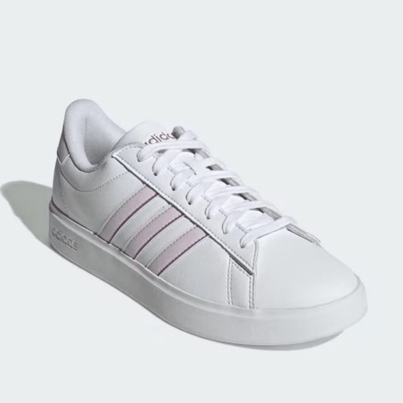 TENIS ADIDAS GRAND COURT COURO BRANCO / LILAS