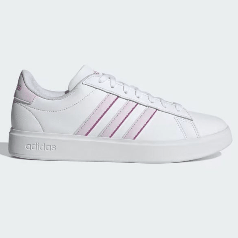 TENIS ADIDAS GRAND COURT COURO BRANCO / LILAS