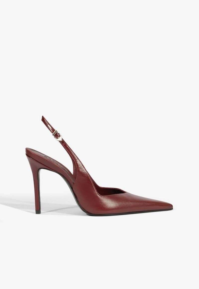 SCARPIN SCHUTZ SLINGBACK COURO SALTO ALTO FINO VINHO