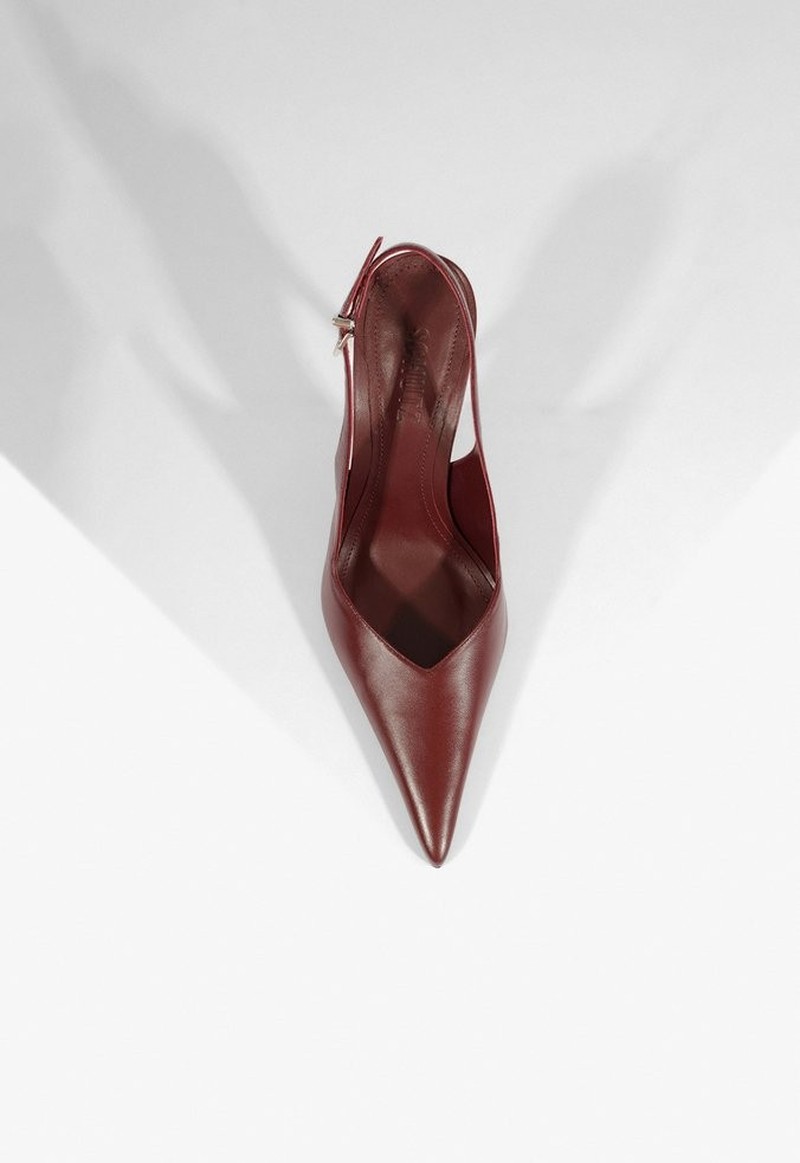 SCARPIN SCHUTZ SLINGBACK COURO SALTO ALTO FINO VINHO