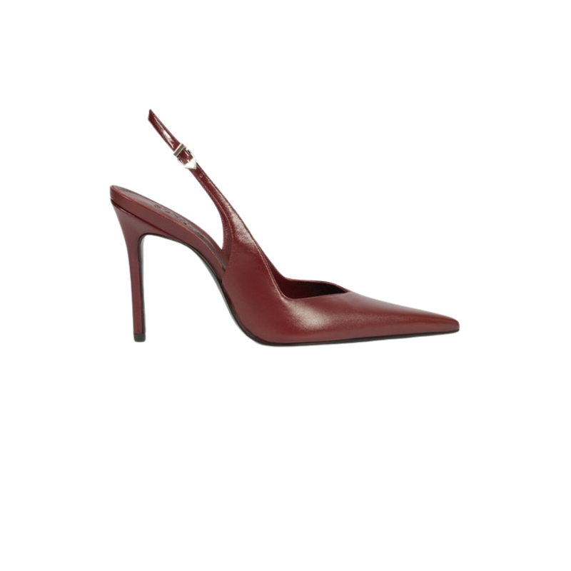 SCARPIN SCHUTZ SLINGBACK COURO SALTO ALTO FINO VINHO