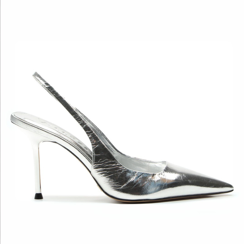SCARPIN VICENZA SLINGBACK METALIZADO PRATA