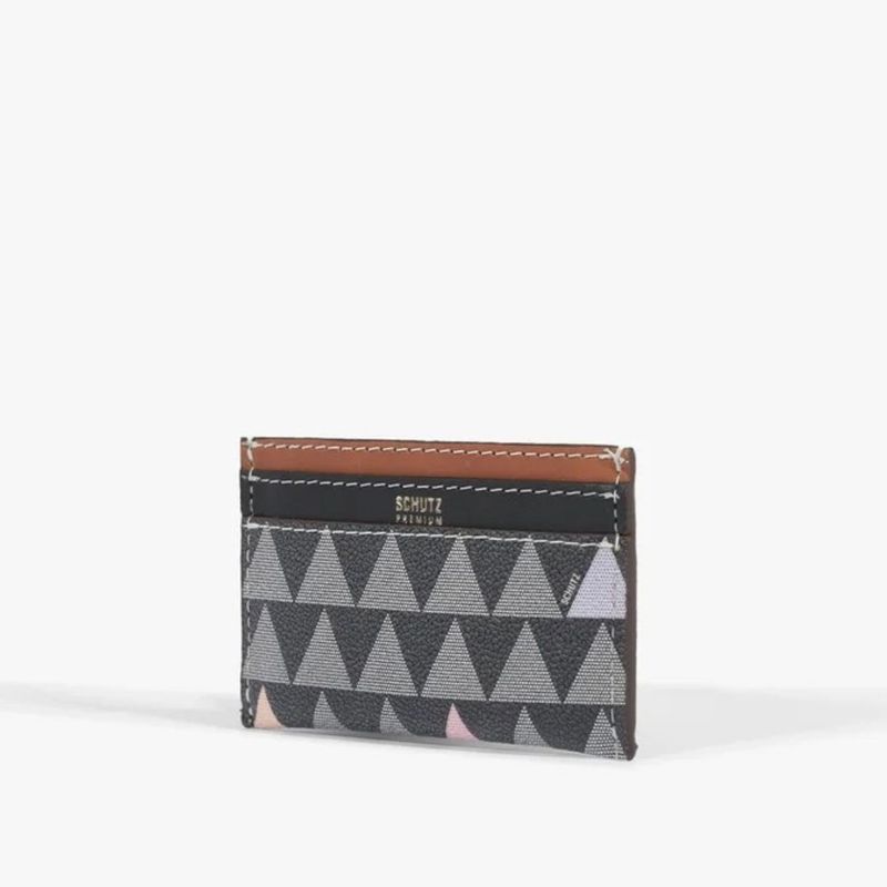 PORTA CARTÕES SCHUTZ TRIANGLE COURO PRETO