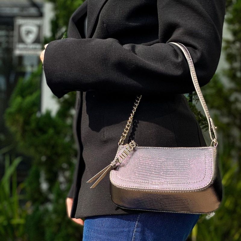 Bolsa Schutz Tiracolo Pequena Tina Prata Velho