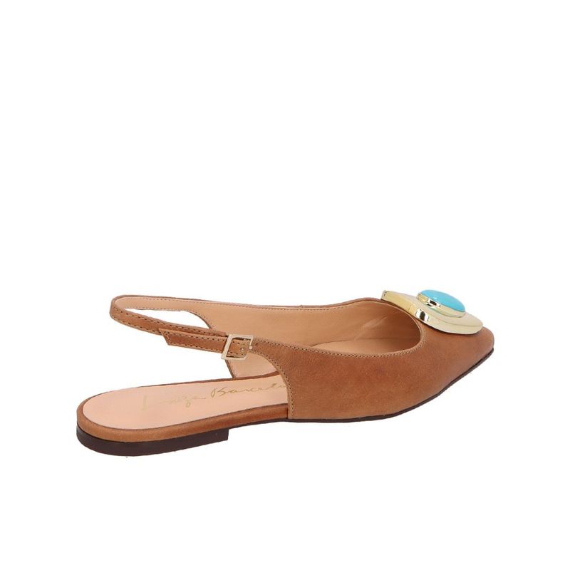 SAPATO LUIZA BARCELOS SLINGBACK CARAMELO PEDRA TURQUESA