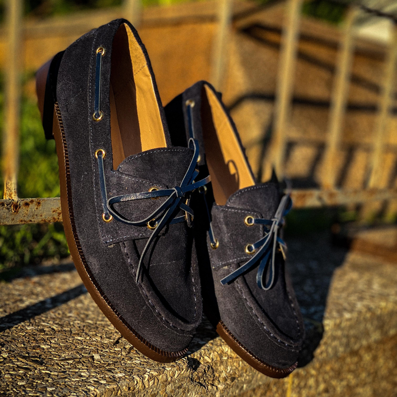 MOCASSIM LUIZA BARCELOS LOAFER EM CAMURÇA NAVAL