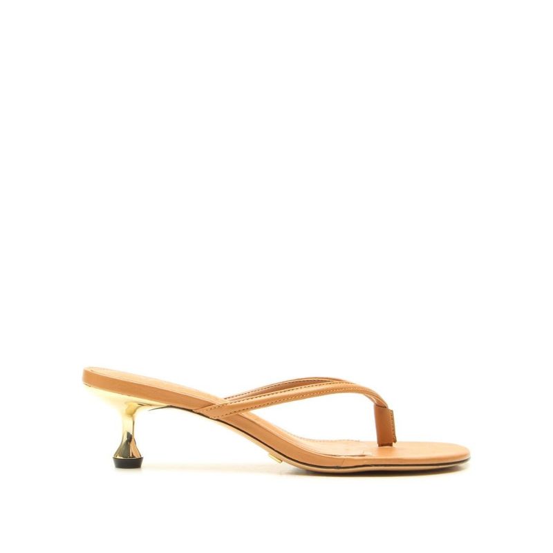 SANDALIA VICENZA SALTO MEDIO COURO COCONUT