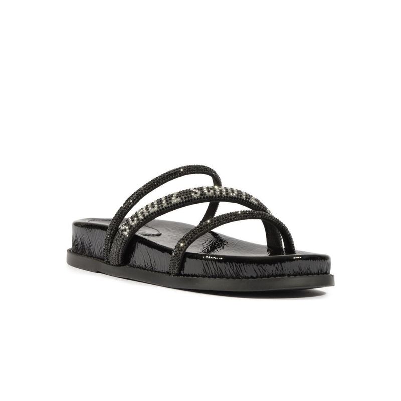 SANDALIA SCHUTZ PAPETE COM TIRAS DE STRASS PRETO