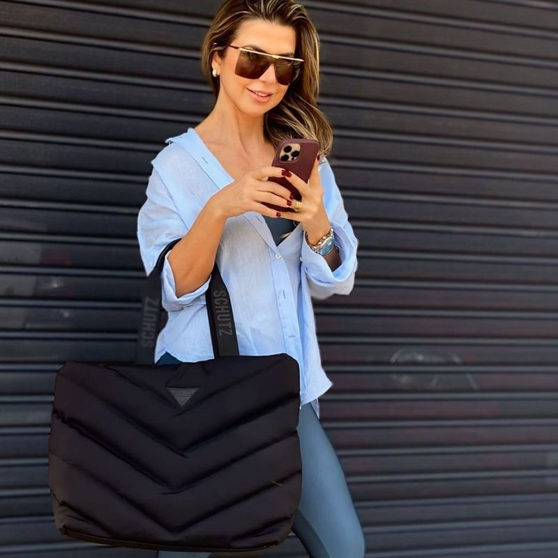 BOLSA SCHUTZ GRANDE SHOPPPING NYLON PRETO