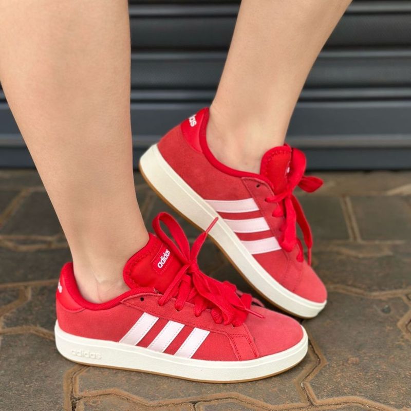 TENIS ADIDAS GRAND COURT NOBUCK VERMELHO