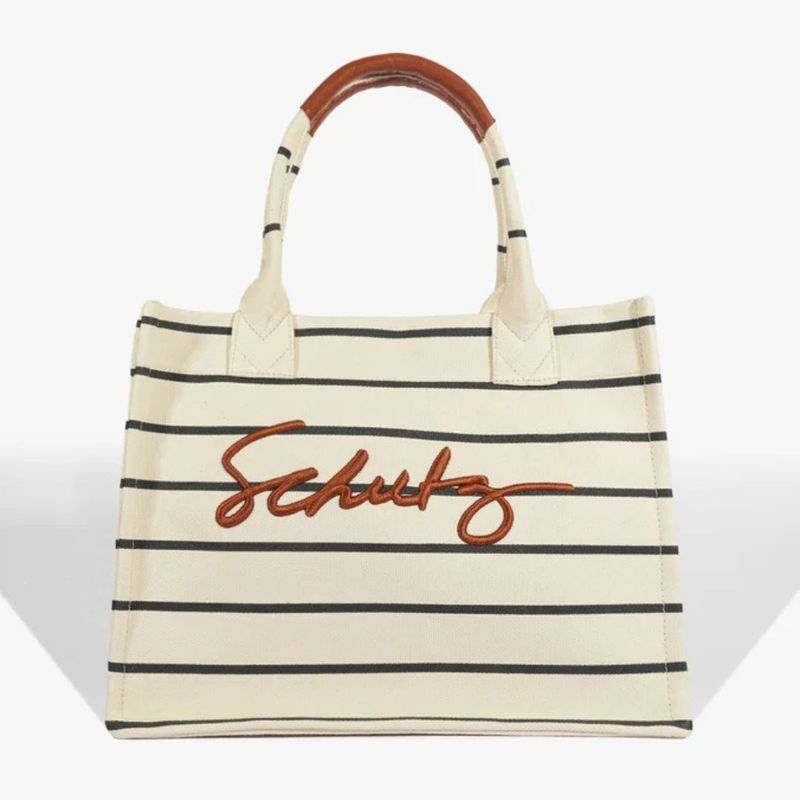 BOLSA SCHUTZ SHOPPING OSAKA LONA BRANCO LISTRAS