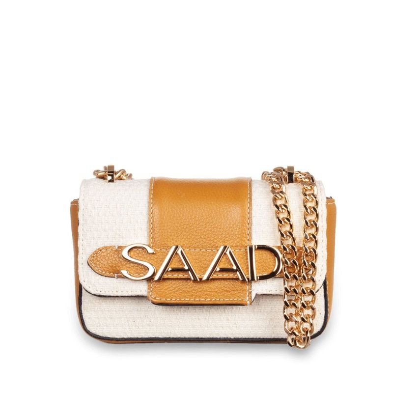 BOLSA SAAD MINI ALGODÃO TRAMADO MARFIM