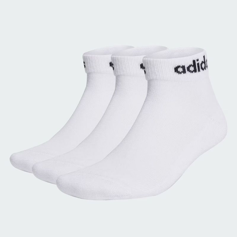 MEIA ADIDAS CANO MEDIO LINEAR 3 PARES BRANCO
