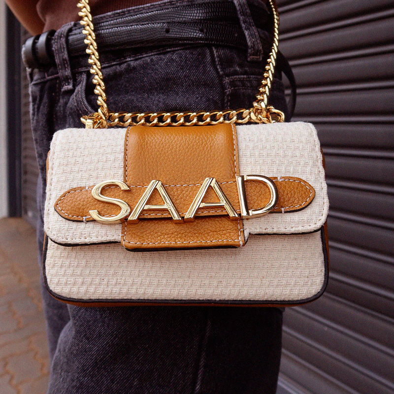 BOLSA SAAD MINI ALGODÃO TRAMADO MARFIM
