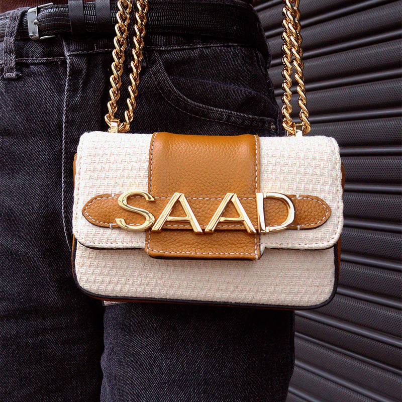 BOLSA SAAD MINI ALGODÃO TRAMADO MARFIM