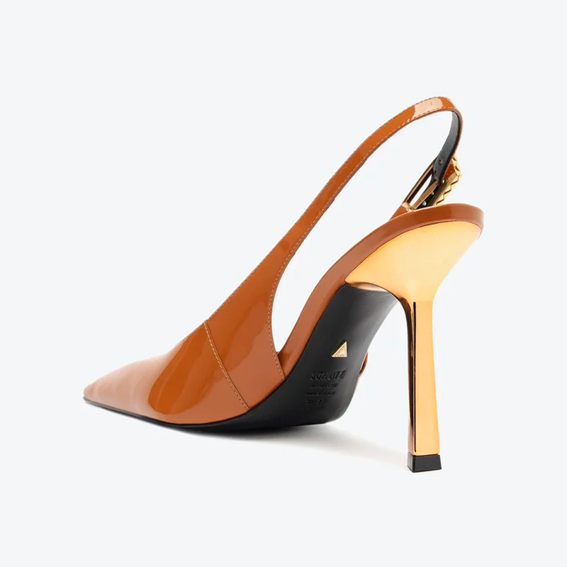 SCARPIN SCHUTZ SLINGBACK CLARA COURO TOFFEE