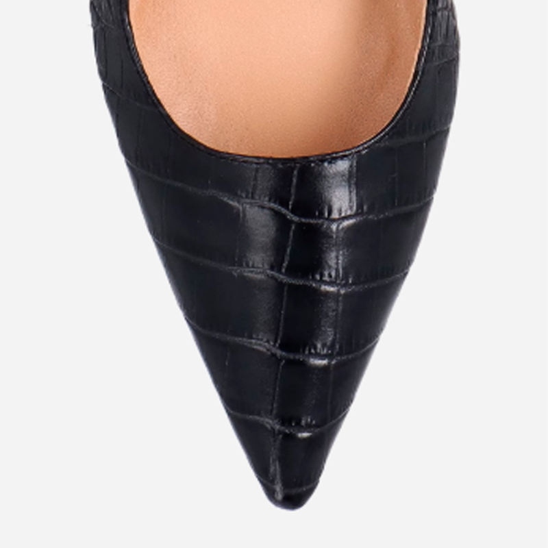 SCARPIN LUIZA BARCELOS SLINGBACK CROCO PRETO