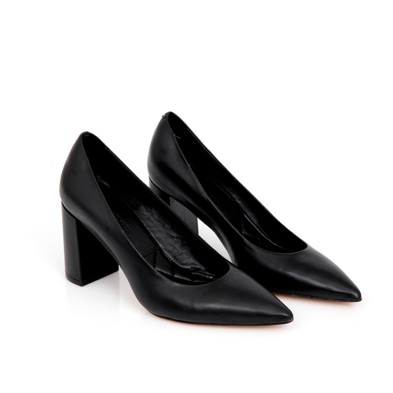 SCARPIN CAPODARTE SALTO BLOCO COURO PRETO