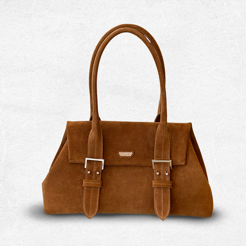 BOLSA SAAD DE OMBRO SUEDE CASTANHO