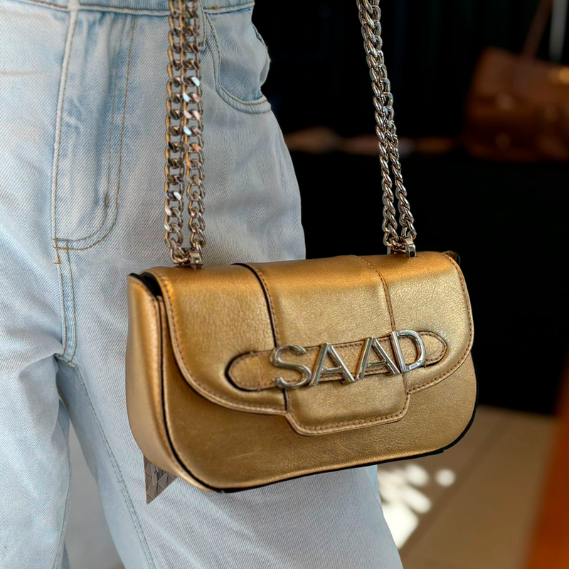 Bolsa Saad Mini Couro Metalizado