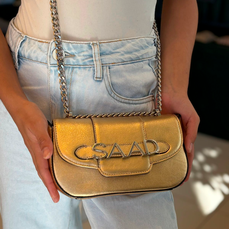 Bolsa Saad Mini Couro Metalizado