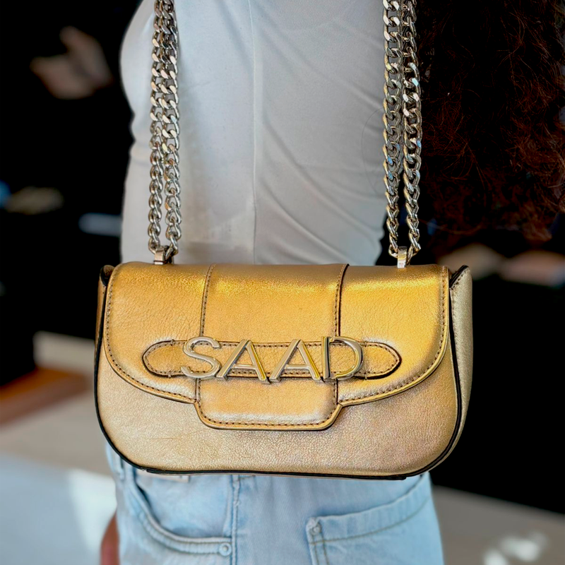 Bolsa Saad Mini Couro Metalizado