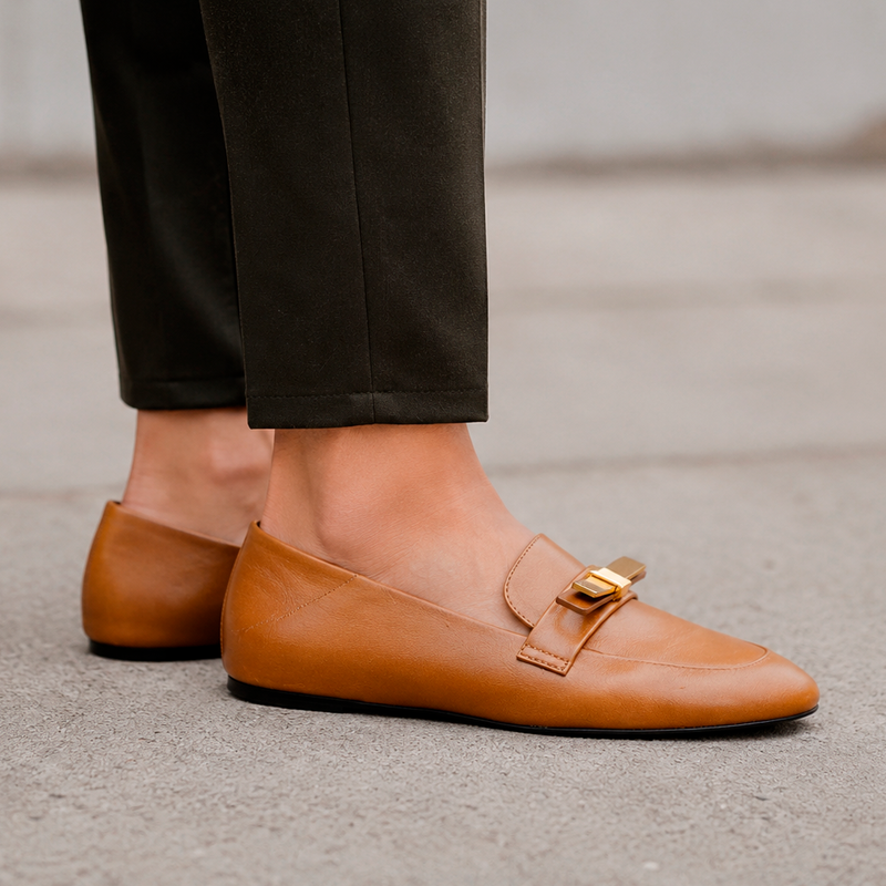 MOCASSIM VICENZA  LOAFER COURO CARAMELO