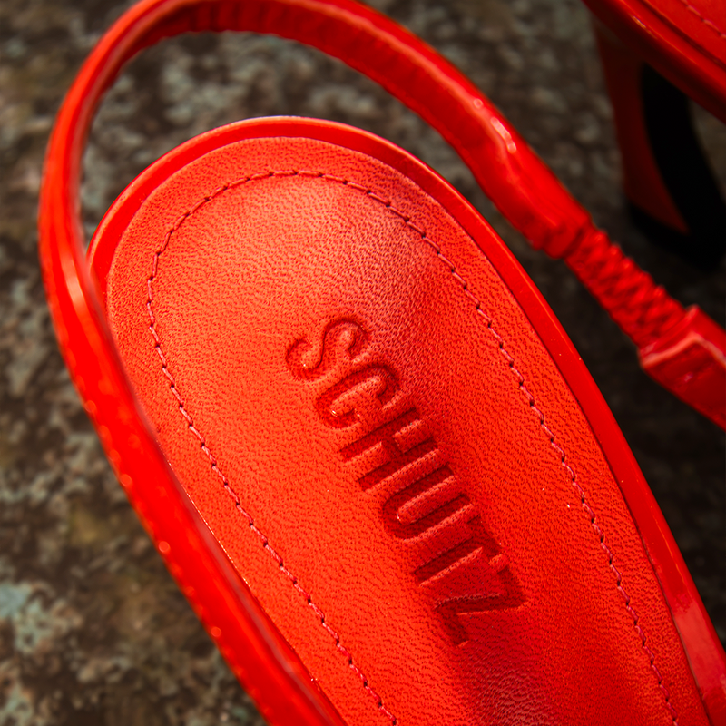 Slingback Schutz Lexi Mid Verniz Vermelho