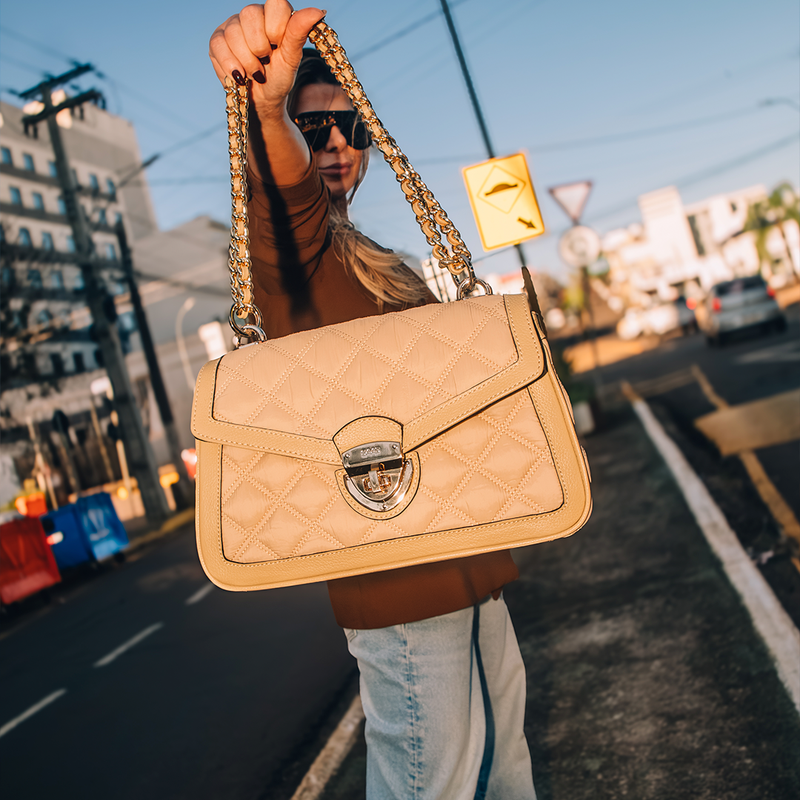 Bolsa SAAD Nylon Couro Bege
