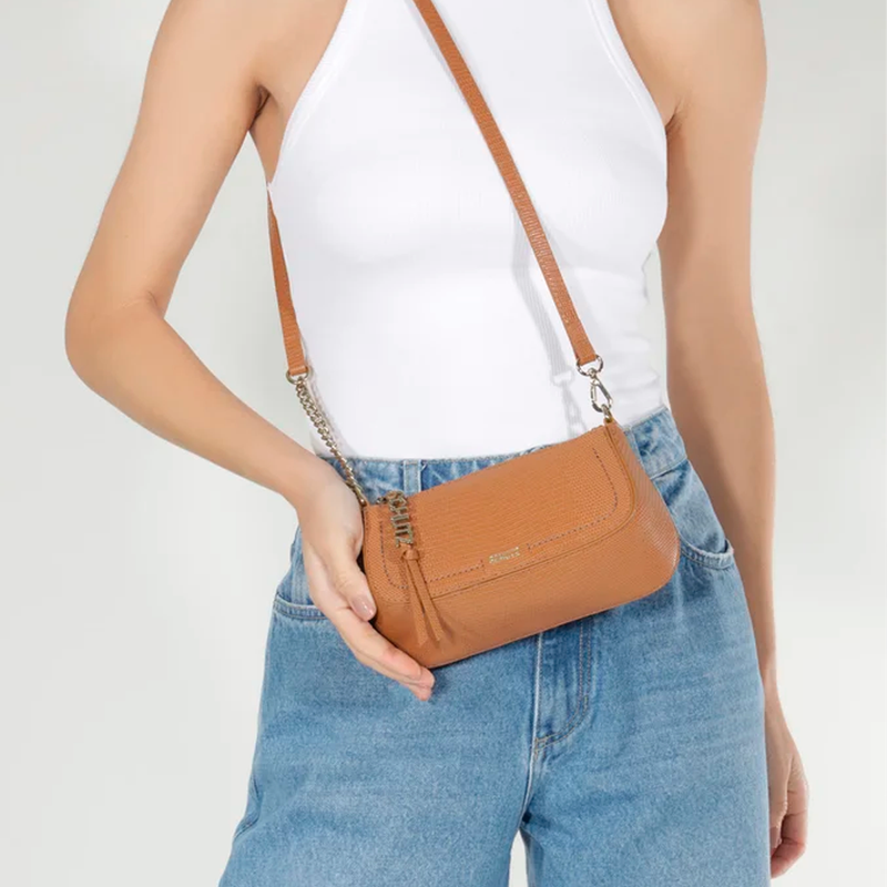 Bolsa Schutz Tiracola Pequena Tina Caramelo