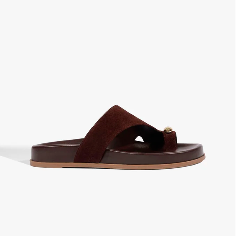 Papete Schutz Flatform Tira no Dedo Couro Marrom