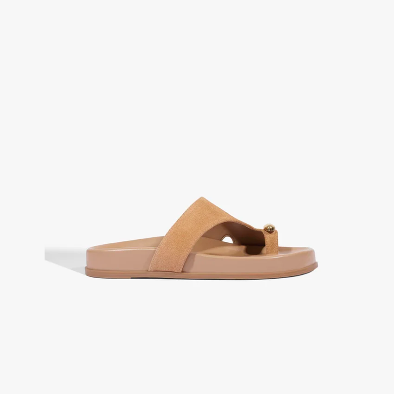 Papete Schutz Flatform Tira Dedo Couro Bege