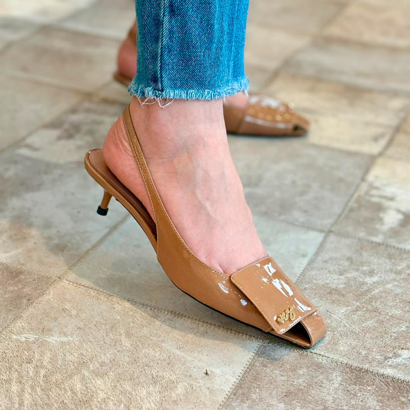 Slingback Vicenza Quadrado Sarila Marrom