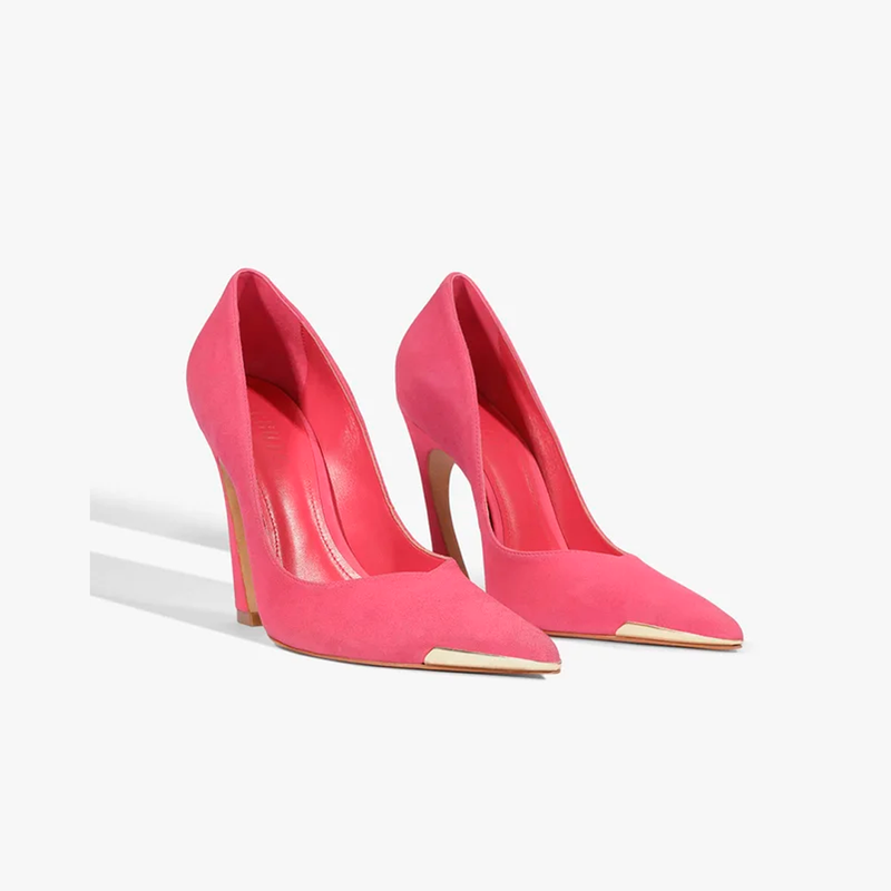Scarpin Schutz Lexi Biqueira Metal Salto Alto Rosa