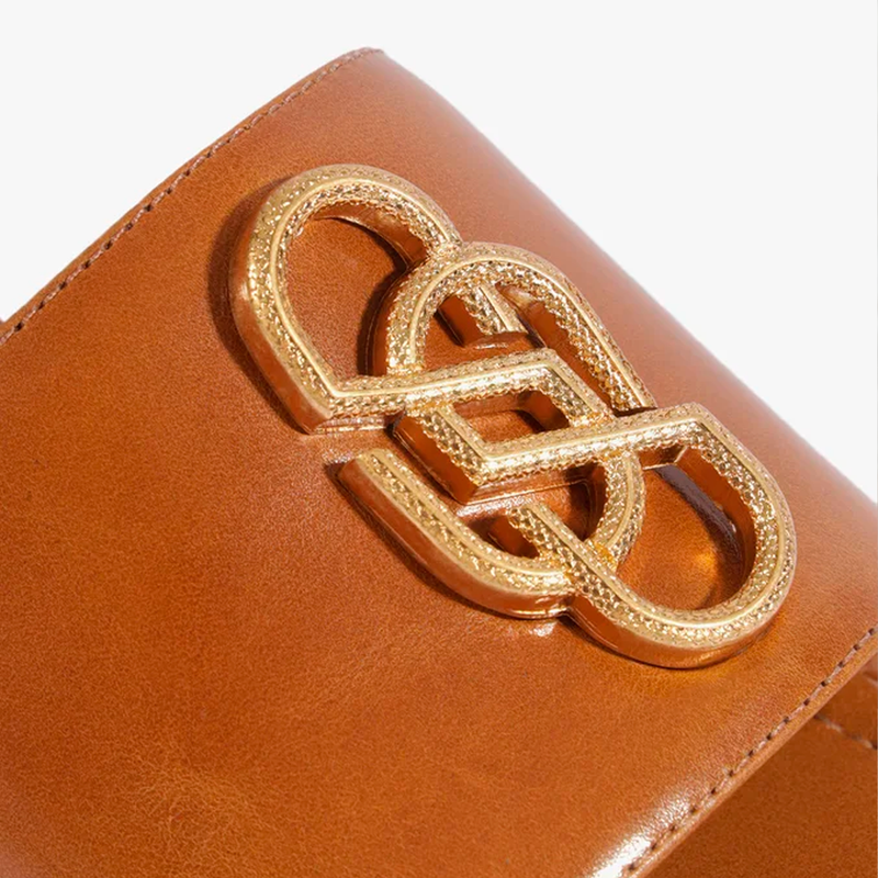 Sandália Schutz Flatform Logo Caramelo