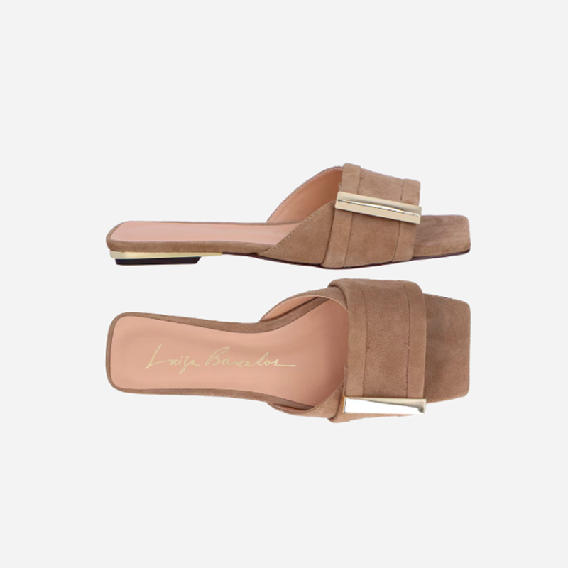 Sandália Flat Luiza Barcelos Camurça Fendi