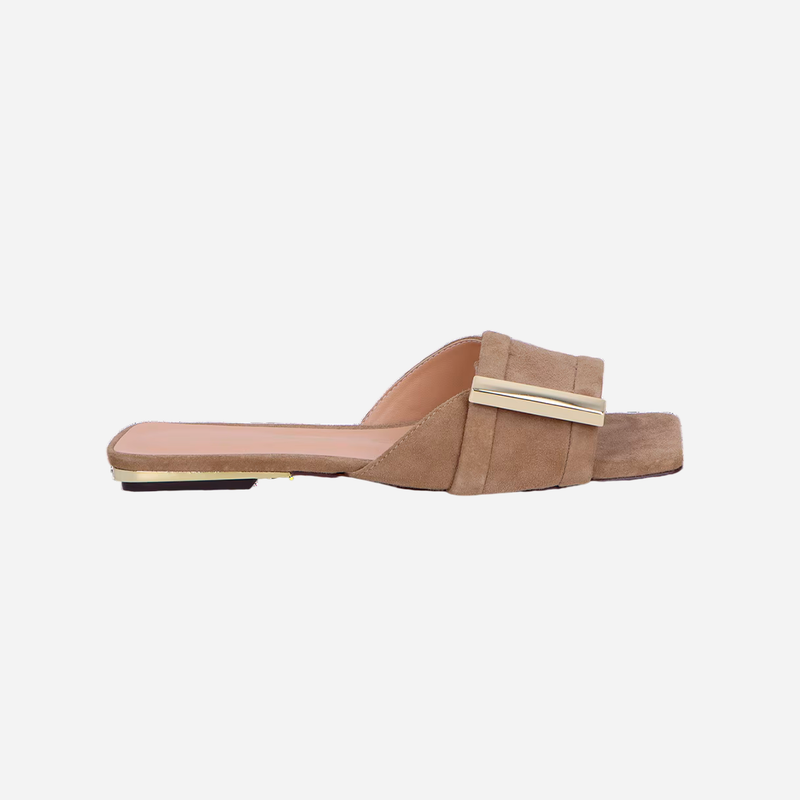 Sandália Flat Luiza Barcelos Camurça Fendi