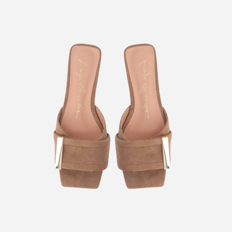 Sandália Flat Luiza Barcelos Camurça Fendi