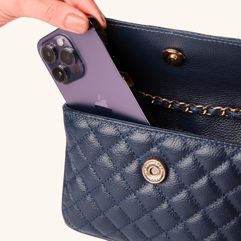 Bolsa SAAD Mini Bordado Azul Marinho
