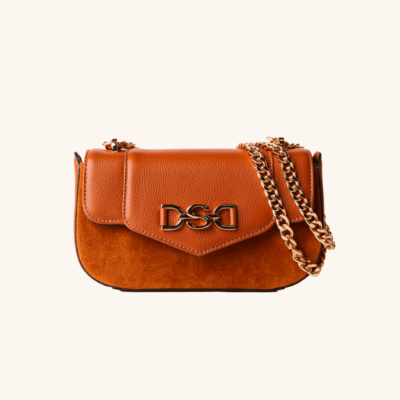 Bolsa SAAD Mini Camurça Couro Caramelo