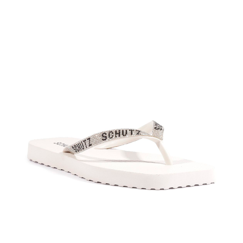 Chinelo Schutz Strass Branco