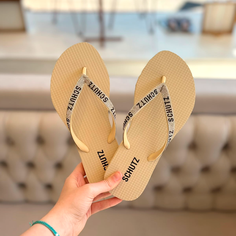Chinelo Schutz Brilho Amarelo Manteiga