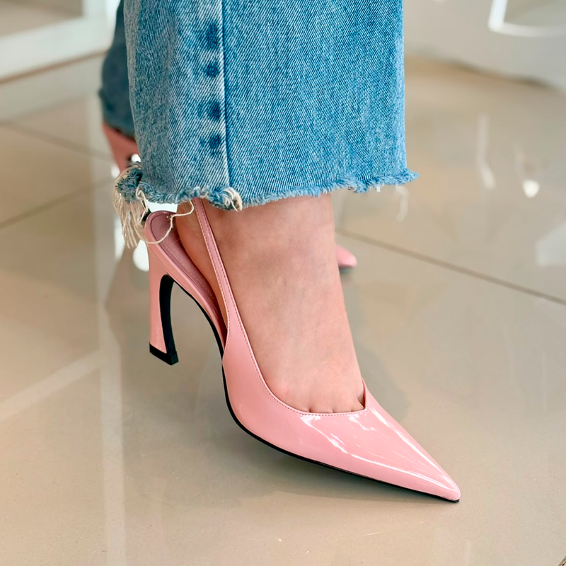 Slingback Schutz Lexi Sling Wild Couro Rosa
