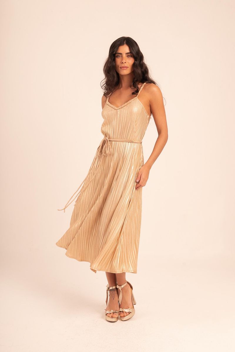 VESTIDO  MIDI PLISSADO 
