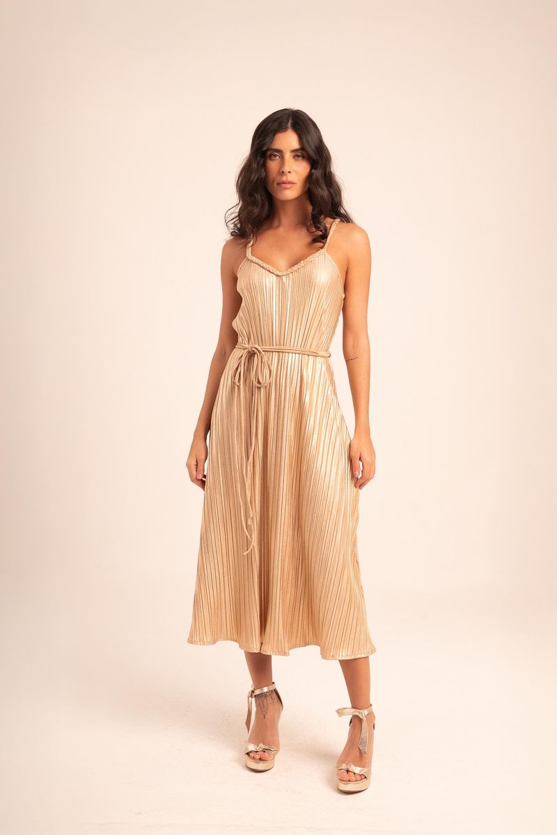 VESTIDO  MIDI PLISSADO 
