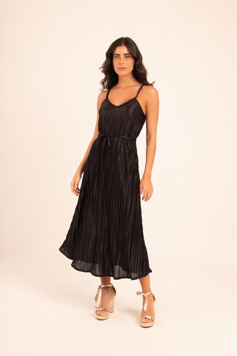 VESTIDO  MIDI PLISSADO 